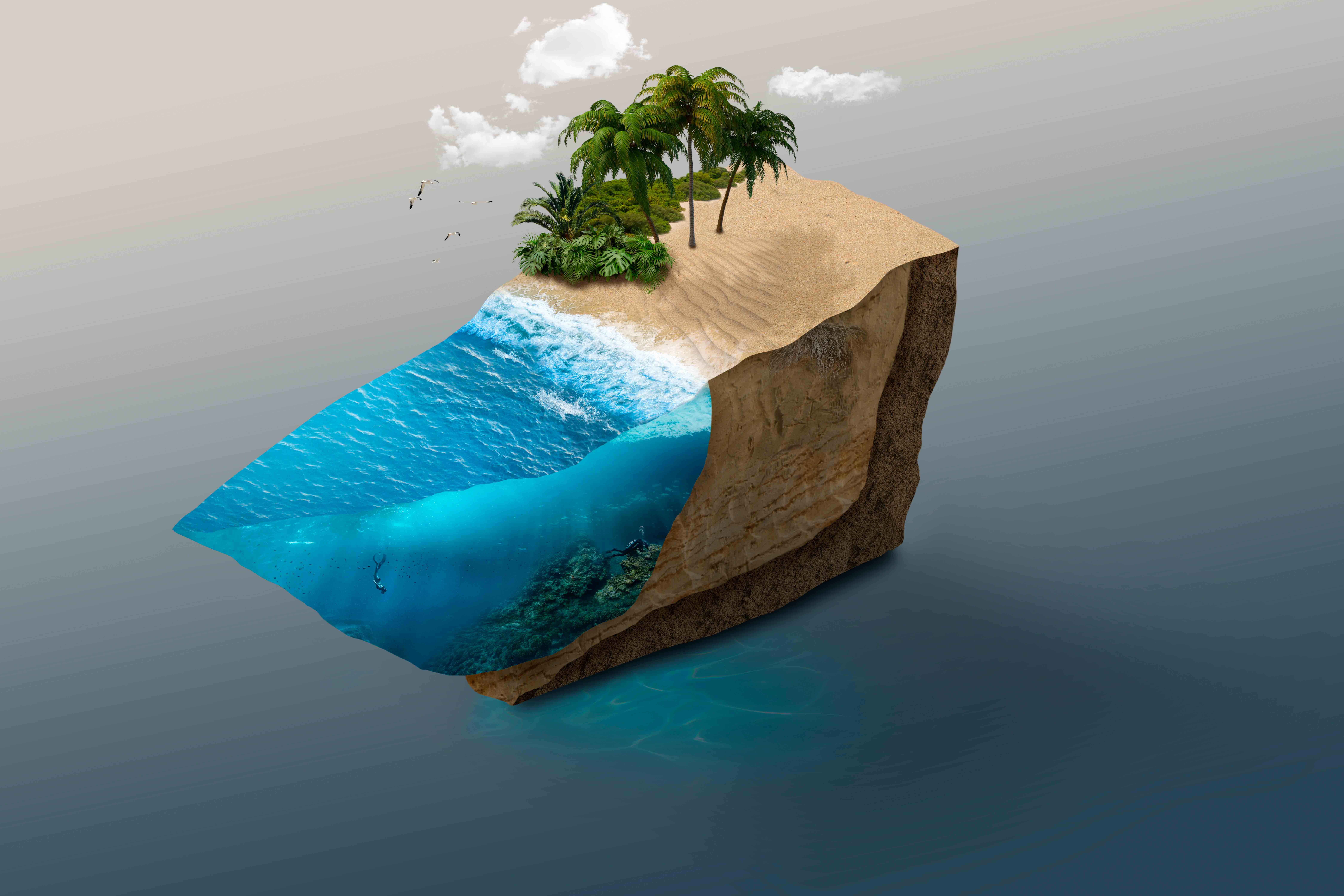 сложное коллажирование остров в океане санкт-петербург