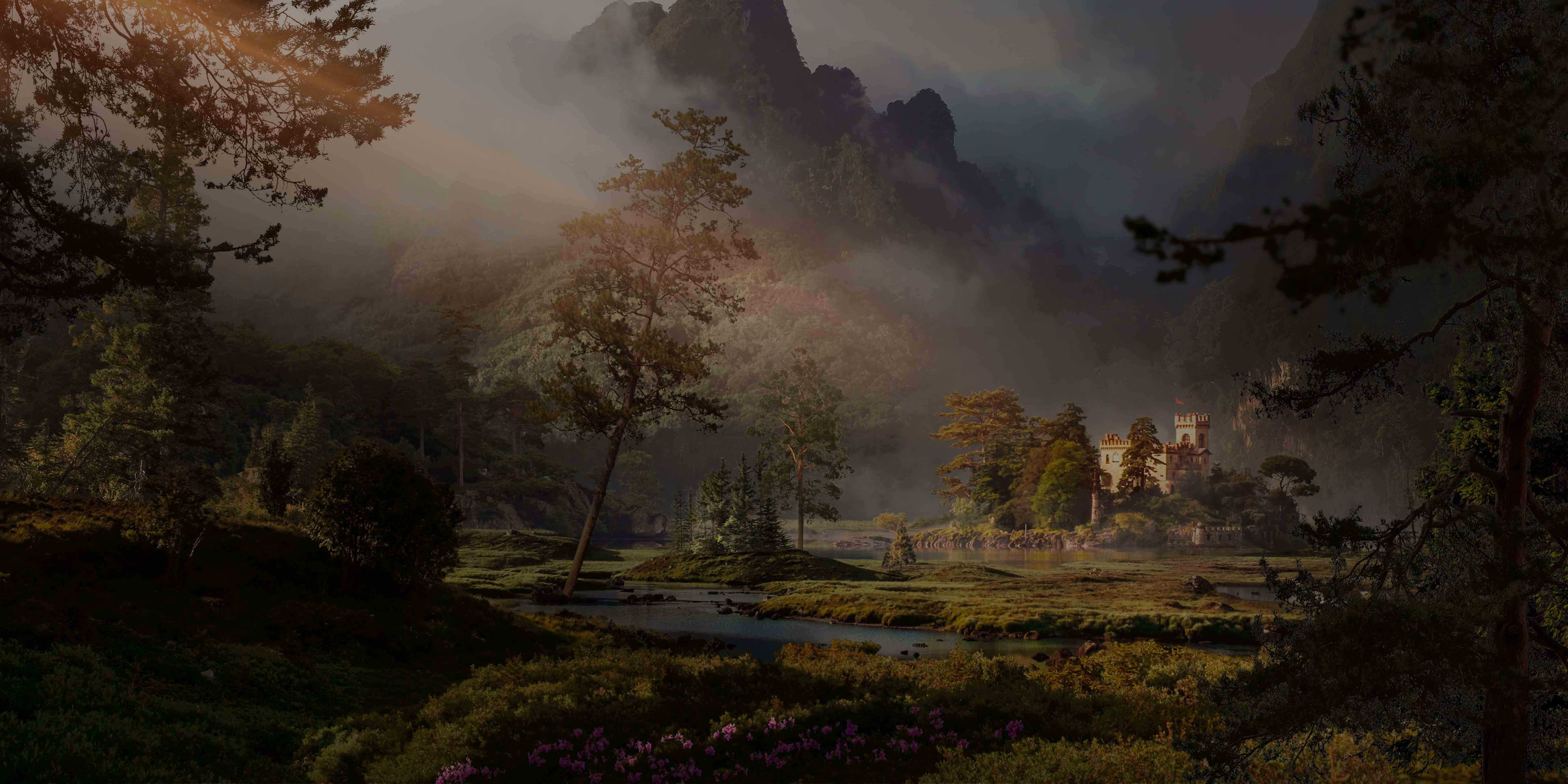 сложное коллажирование замок в лесу санкт-петербург